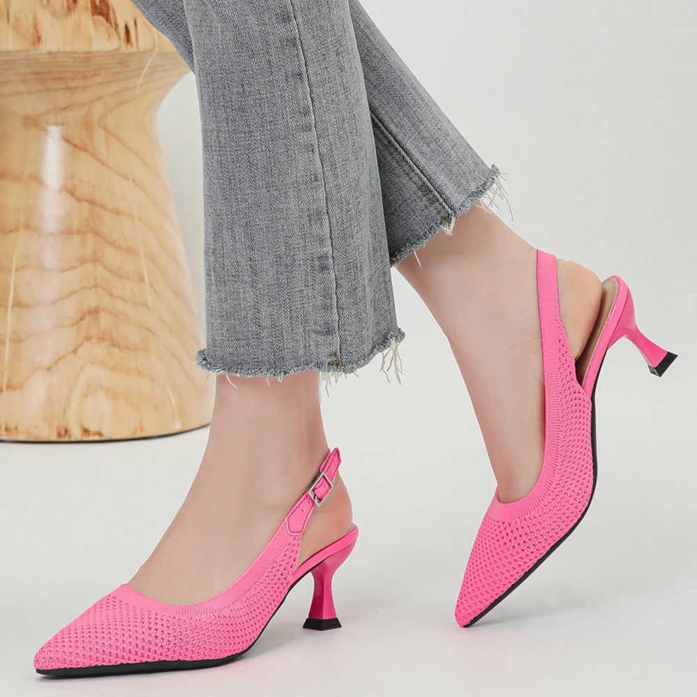 Slingback Salto Médio Malha Tricô Confortável - Zara