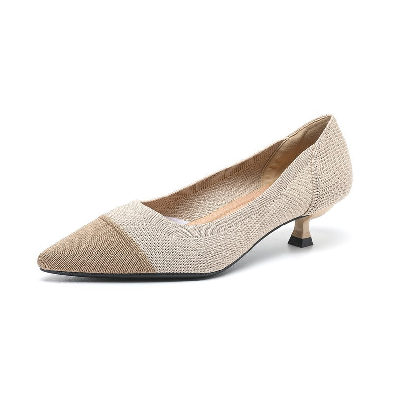 Scarpin Salto Kitten Confortável em Malha Tricô - Paola