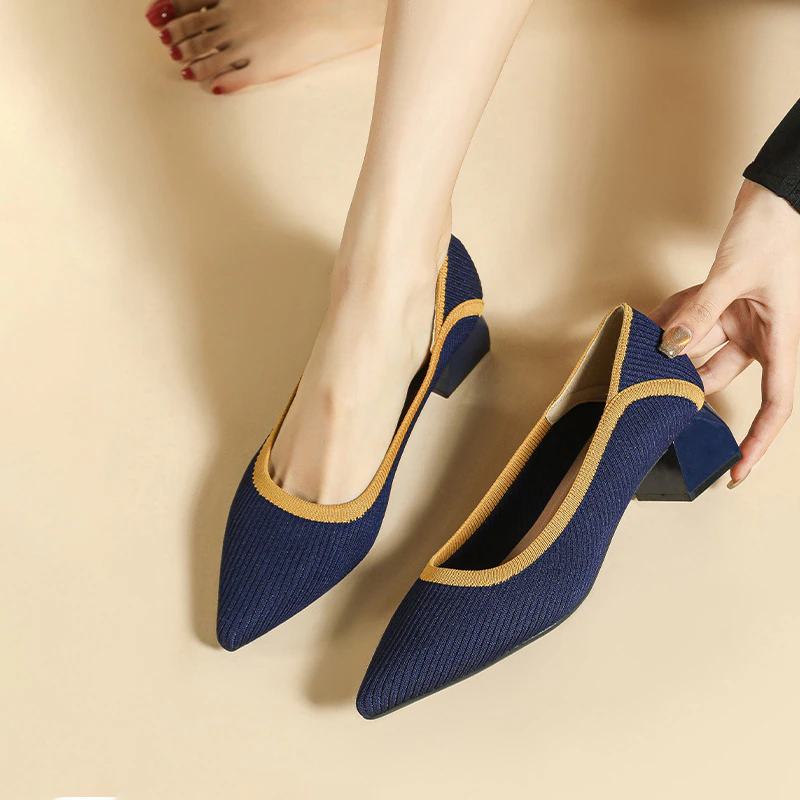 Scarpin Salto Bloco Confortável em Malha Tricô - Ariel