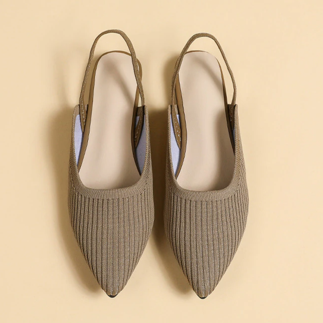 Slingback Salto Baixo Malha Tricô Confortável - Lucila