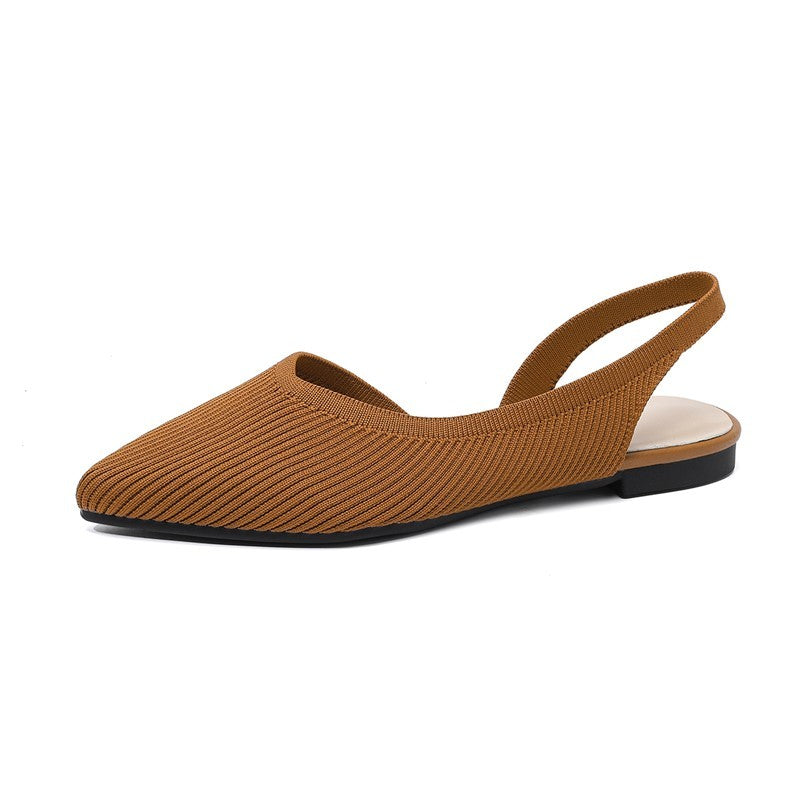 Slingback Salto Baixo Confortável em Malha Tricô  - Serena
