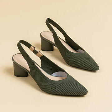 Slingback Salto Bloco Malha Tricô Confortável - Audrey