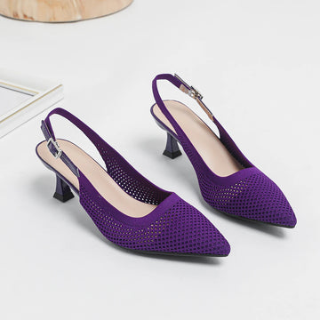 Slingback Salto Médio Malha Tricô Confortável - Zara
