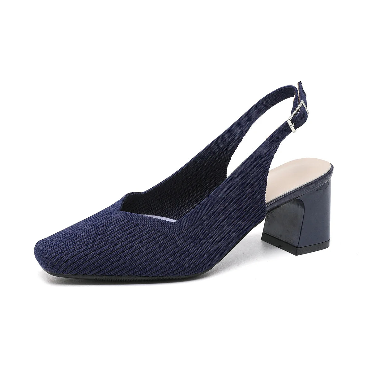 Slingback Salto Bloco Malha Tricô Confortável - Glenna – Jôrfinn