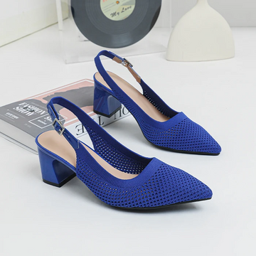 Slingback Salto Bloco Malha Tricô Confortável - Samara