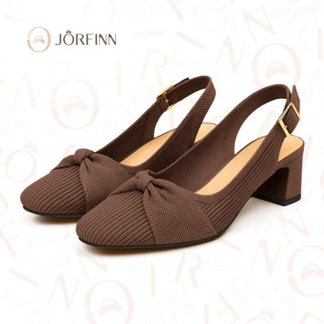 Slingback Salto Bloco Malha Tricô Confortável - Angelita