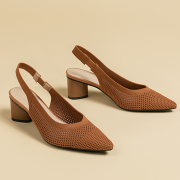 Slingback Salto Bloco Malha Tricô Confortável - Samantha
