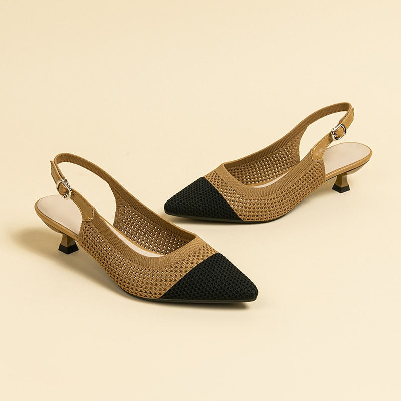 Slingback Salto Kitten Malha Tricô Confortável - Josiane