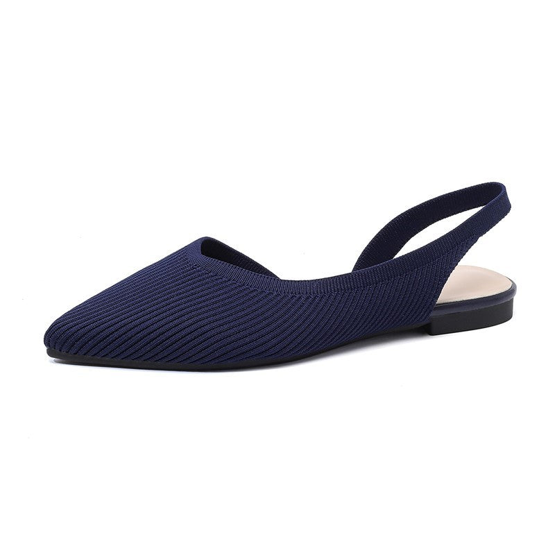 Slingback Salto Baixo Confortável em Malha Tricô  - Serena