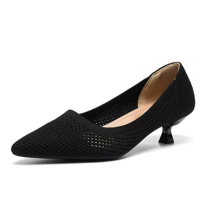 Scarpin Salto Kitten Confortável em Malha Tricô - Leandra