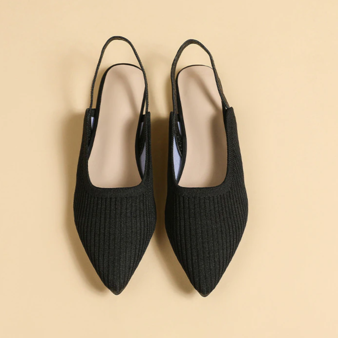 Slingback Salto Baixo Malha Tricô Confortável - Lucila
