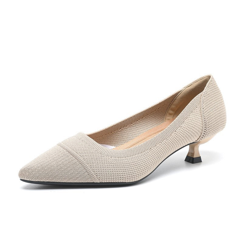 Scarpin Salto Kitten Confortável em Malha Tricô - Paola