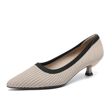 Scarpin Salto Kitten Confortável em Malha Tricô - Elara