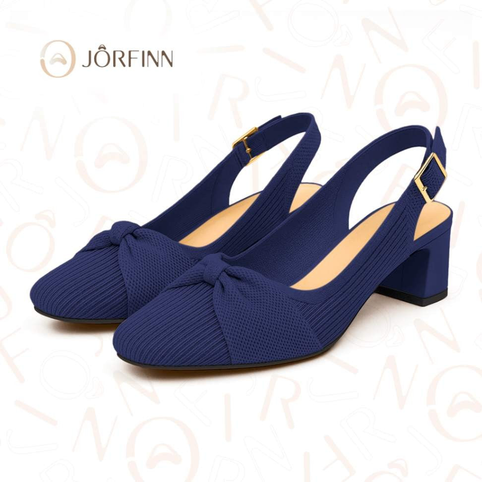 Slingback Salto Bloco Malha Tricô Confortável - Angelita