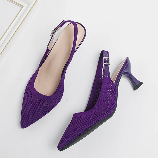 Slingback Salto Médio Malha Tricô Confortável - Zara