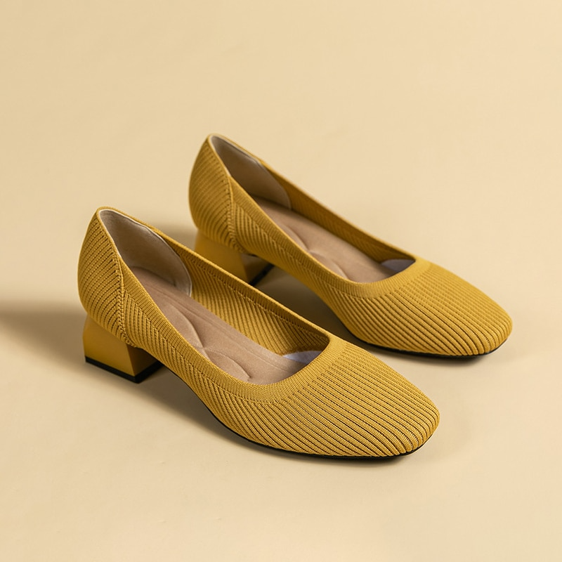 チャランコ Scarpin Salto Bloco Confortável em Malha Tricô - Lena – Jôrfinn