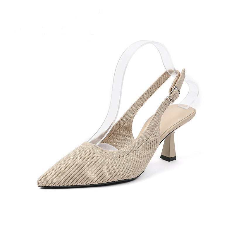 Slingback Salto Kitten Malha Tricô Confortável - Mirabel