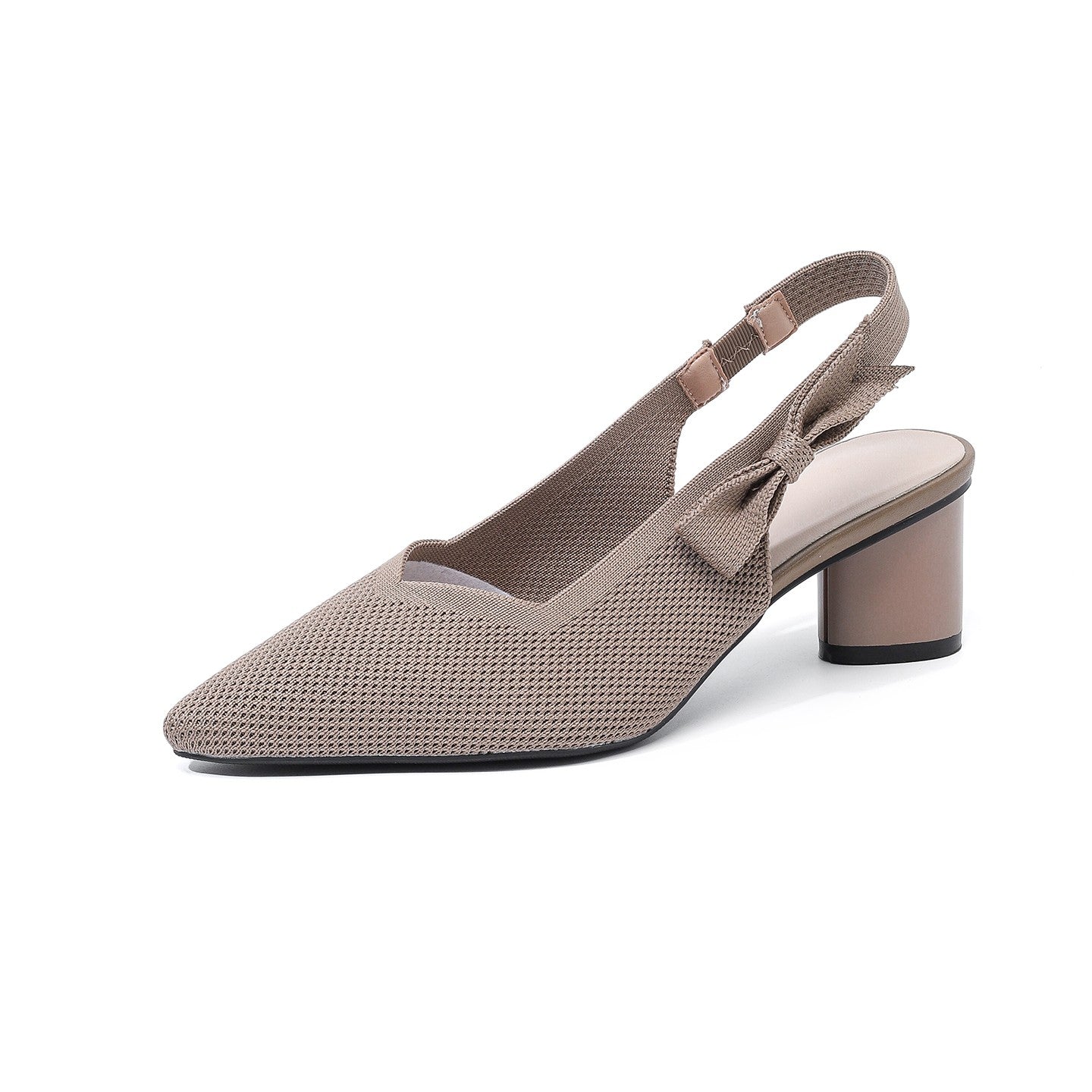 Slingback Salto Bloco em Malha Tricô Confortável – Valenne