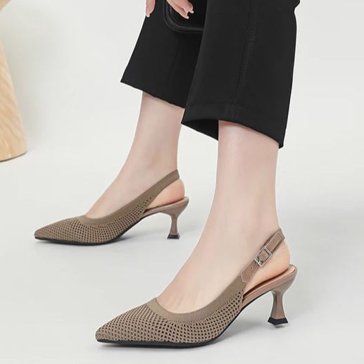 Slingback Salto Médio Malha Tricô Confortável - Zara