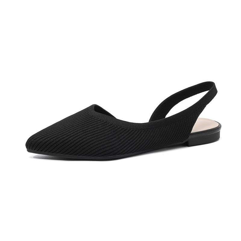 Slingback Salto Baixo Confortável em Malha Tricô  - Serena