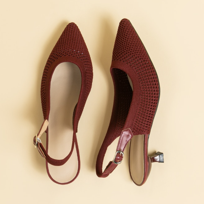 Slingback Salto Kitten Malha Tricô Confortável - Josiane