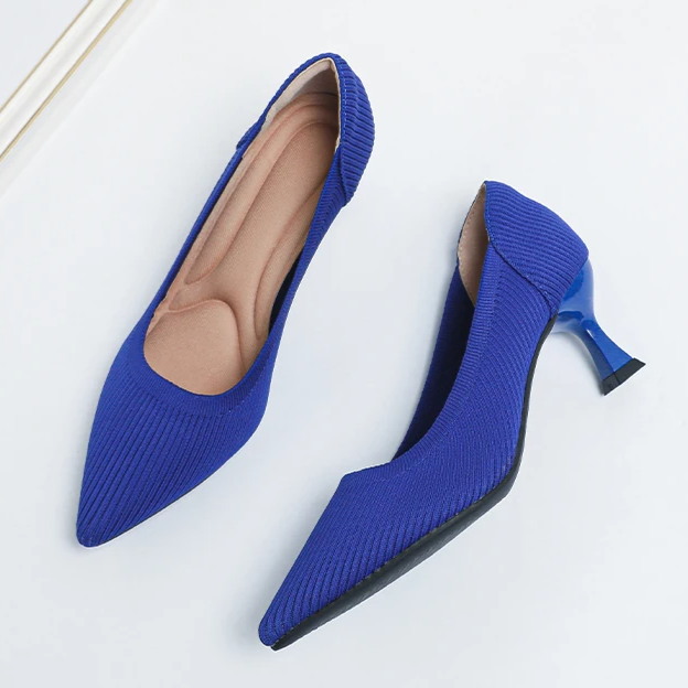 Scarpin Salto Médio Confortável em Malha Tricô - Clara