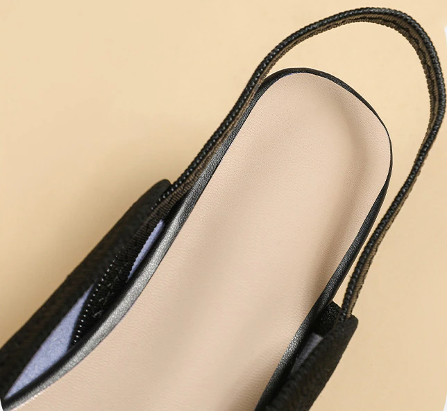 Slingback Salto Baixo Malha Tricô Confortável - Lucila