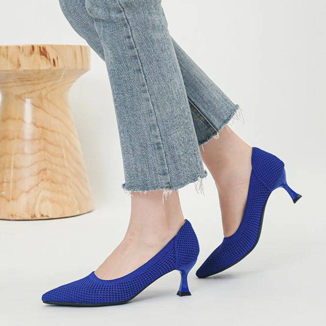 Scarpin Salto Médio Confortável em Malha Tricô - Lara