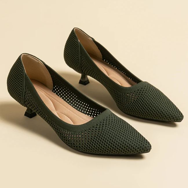 Scarpin Salto Kitten Confortável em Malha Tricô - Leandra