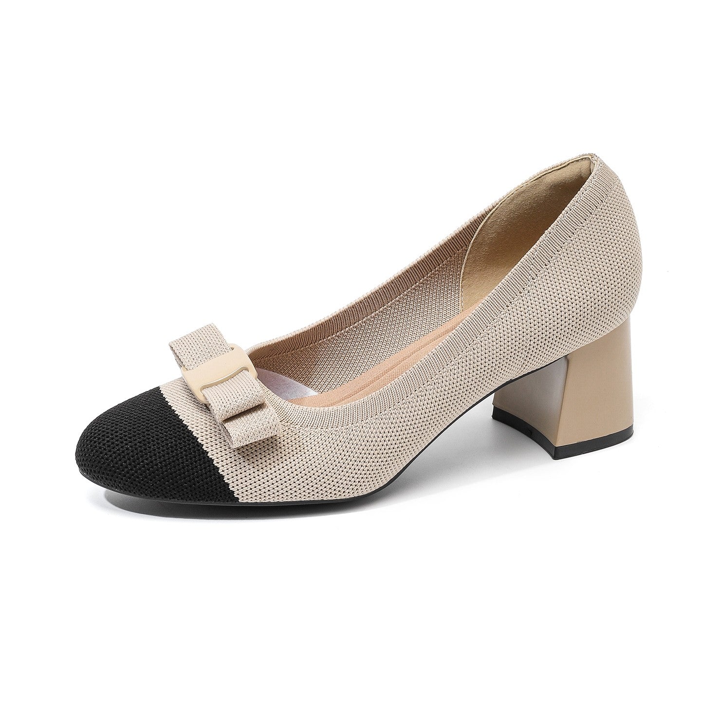 Scarpin Salto Bloco Confortável em Malha Tricô – Valerie
