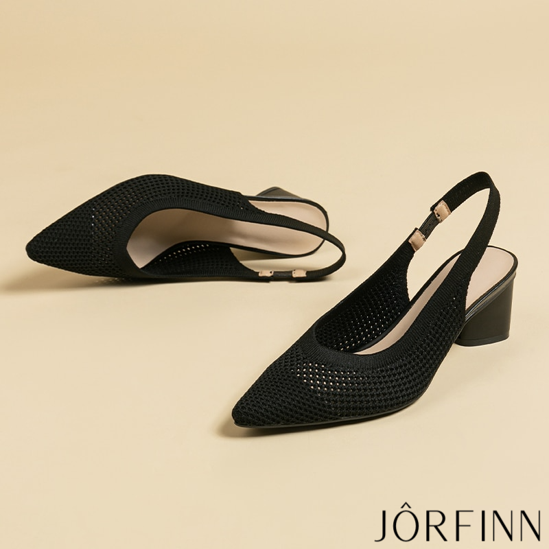 Slingback Salto Bloco Malha Tricô Confortável - Samantha