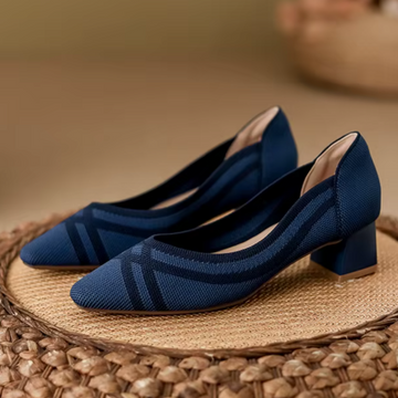 Scarpin Salto Bloco Confortável em Malha Tricô - Arianna