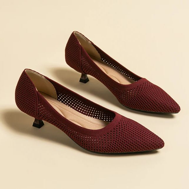 Scarpin Salto Kitten Confortável em Malha Tricô - Leandra