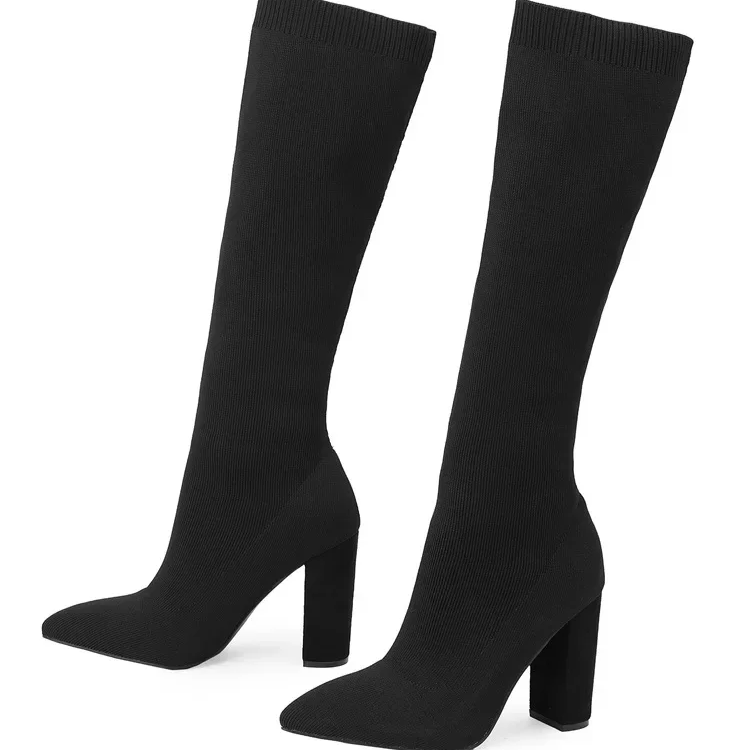 Bota de Cano Alto em Malha Tricô Confortável - Lysanne