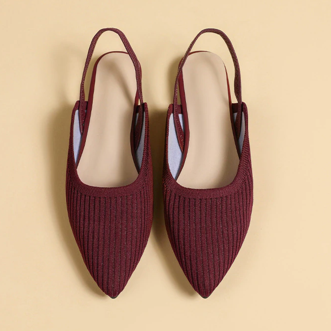 Slingback Salto Baixo Malha Tricô Confortável - Lucila