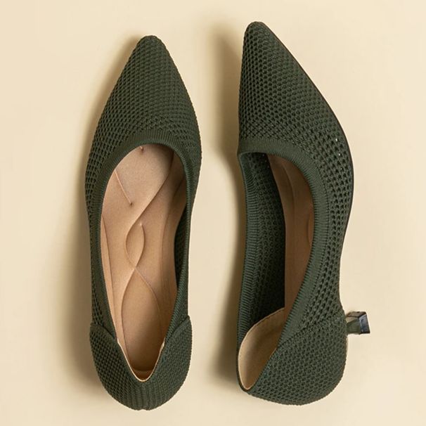 Scarpin Salto Kitten Confortável em Malha Tricô - Leandra