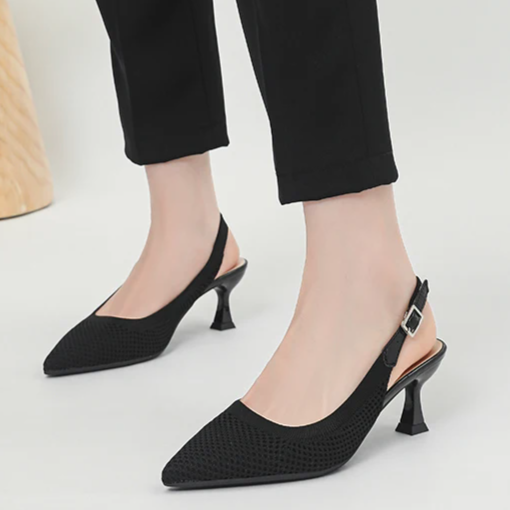 Slingback Salto Médio Malha Tricô Confortável - Zara