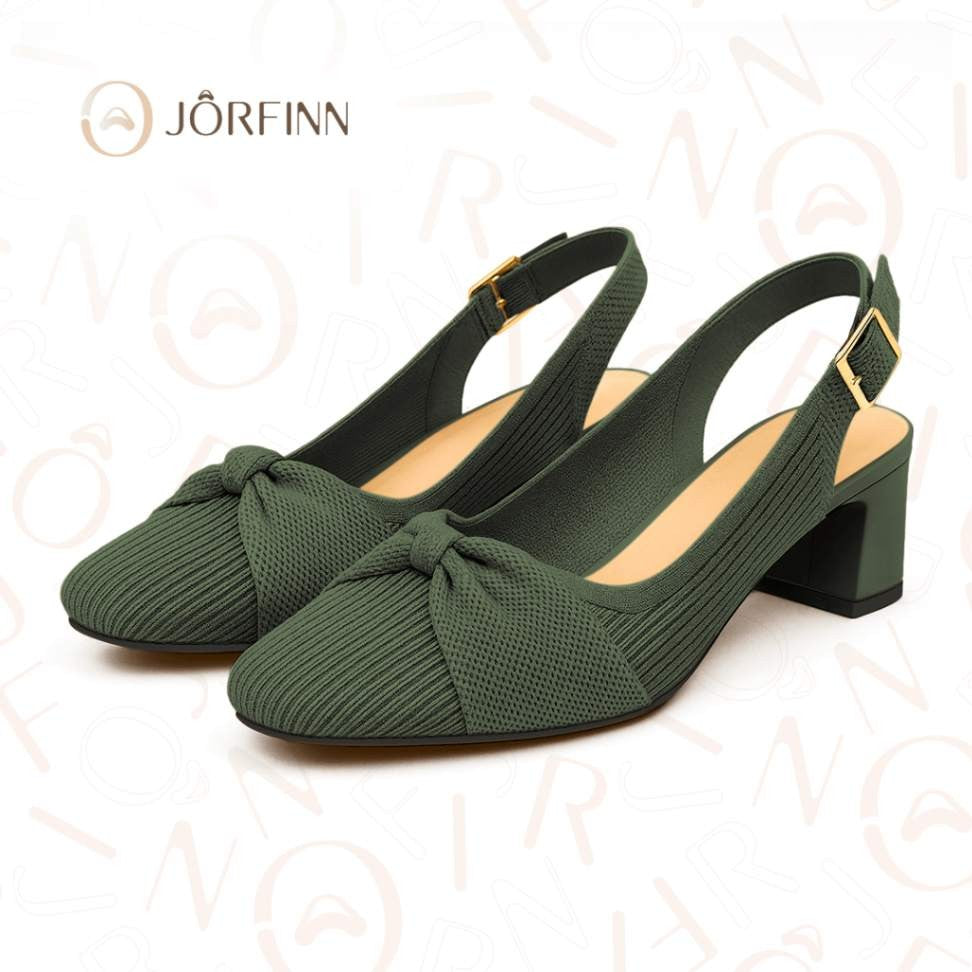 Slingback Salto Bloco Malha Tricô Confortável - Angelita
