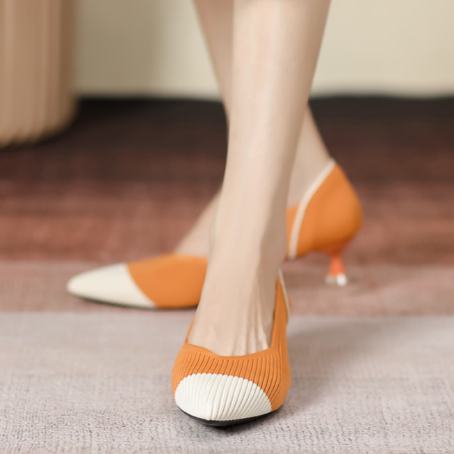 Scarpin Salto Kitten Confortável em Malha Tricô - Grace