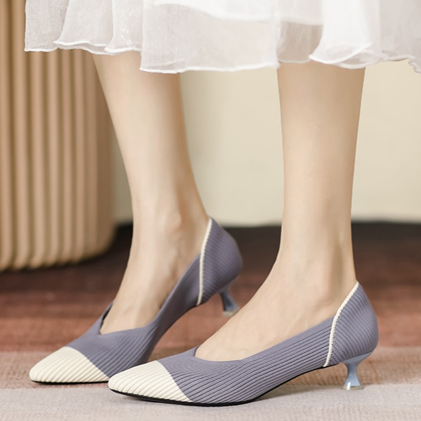 Scarpin Salto Kitten Confortável em Malha Tricô - Grace