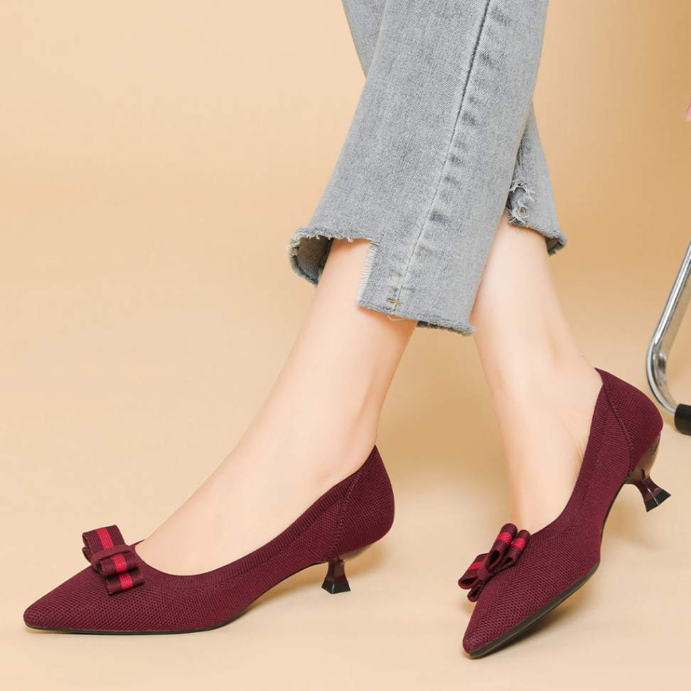 Scarpin Salto Kitten Confortável em Malha Tricô - Romana