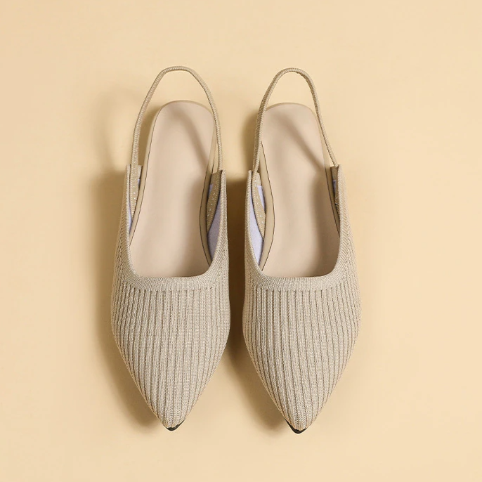 Slingback Salto Baixo Malha Tricô Confortável - Lucila