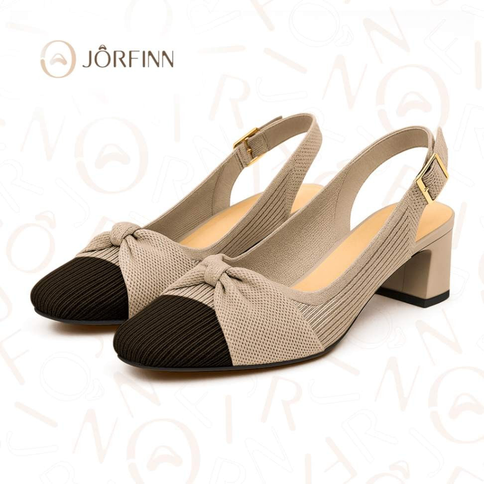Slingback Salto Bloco Malha Tricô Confortável - Angelita