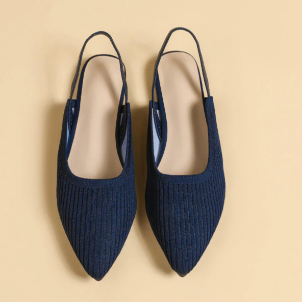 Slingback Salto Baixo Malha Tricô Confortável - Lucila