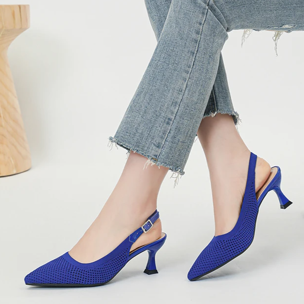 Slingback Salto Médio Malha Tricô Confortável - Zara