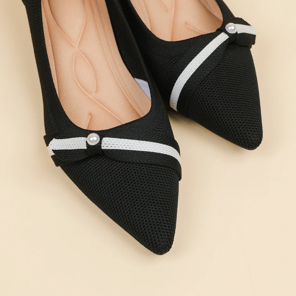 Scarpin Salto Kitten Confortável em Malha Tricô - Stace
