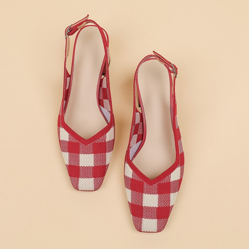 Slingback Salto Bloco Malha Tricô Confortável - Kiara
