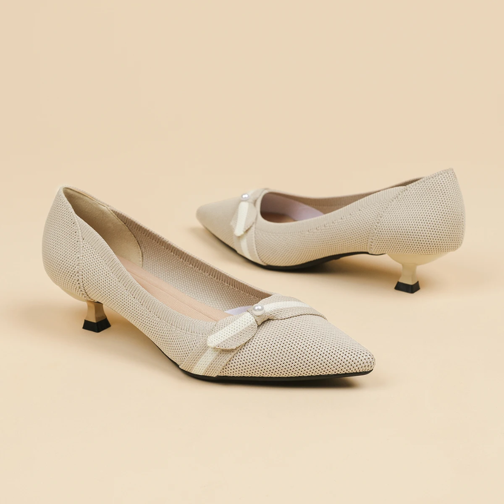Scarpin Salto Kitten Confortável em Malha Tricô - Stace