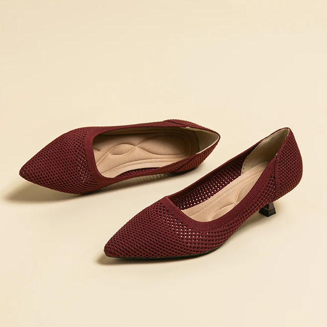 Scarpin Salto Kitten Confortável em Malha Tricô - Leandra