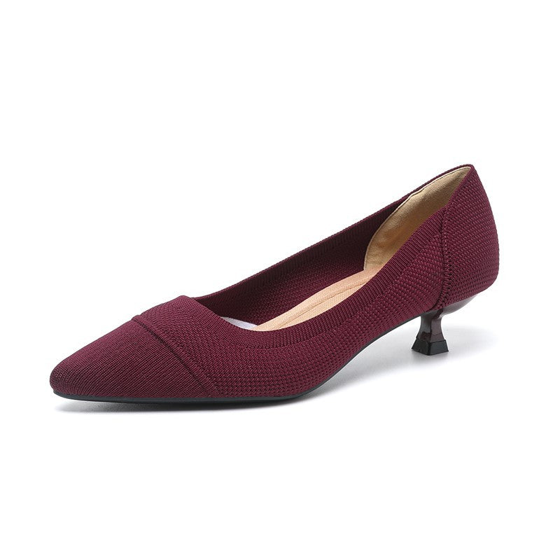 Scarpin Salto Kitten Confortável em Malha Tricô - Paola